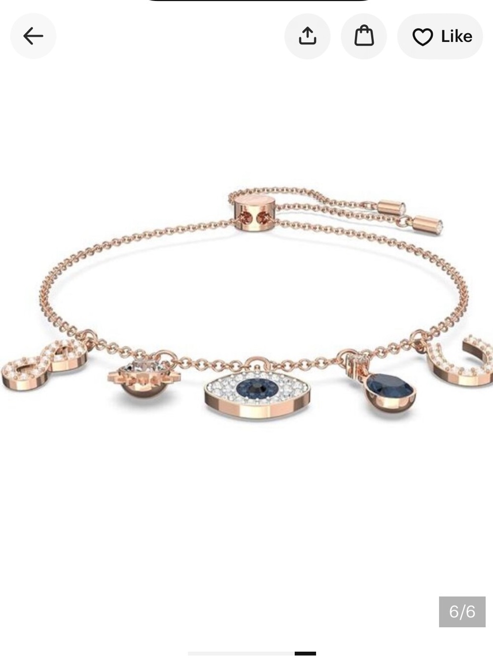 Gold Charm Bracelet with Blue Crystal Accents